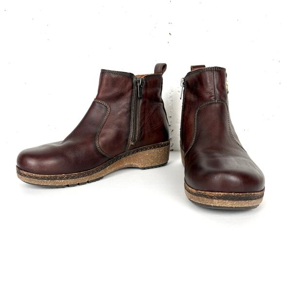 Pikolinos Womens Granada Calfskin Leather Ankle Boots Caoba Brown Zip Up Size 37 - Picture 1 of 13